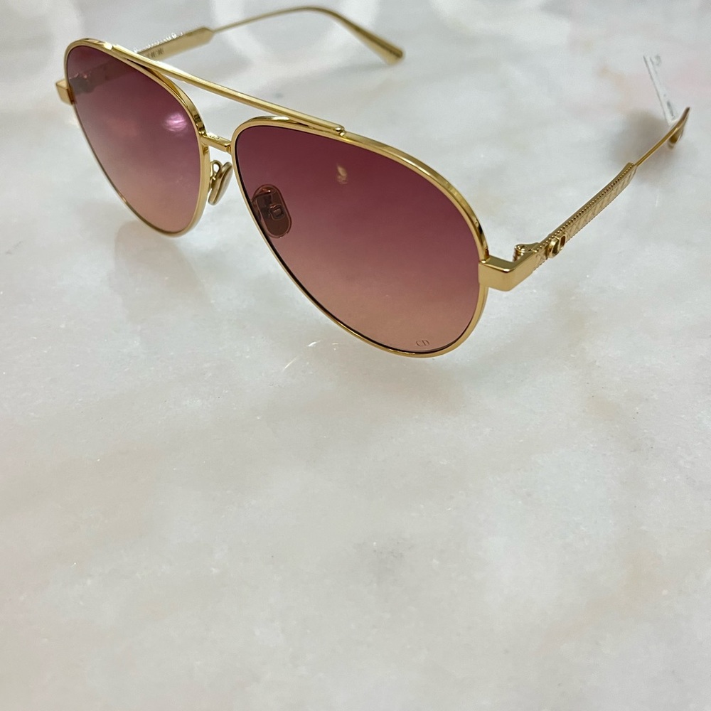 Dior Gold Sunglasses with Rose Lenses - Picture 3 of 6